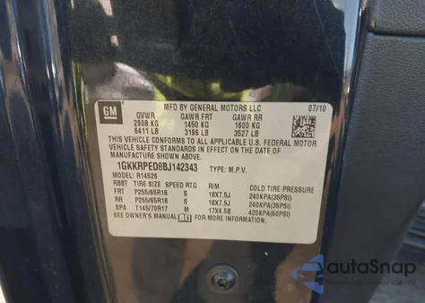 2011 GMC Acadia Sle from USA, damaged, VIN 1GKKRPED8BJ142343